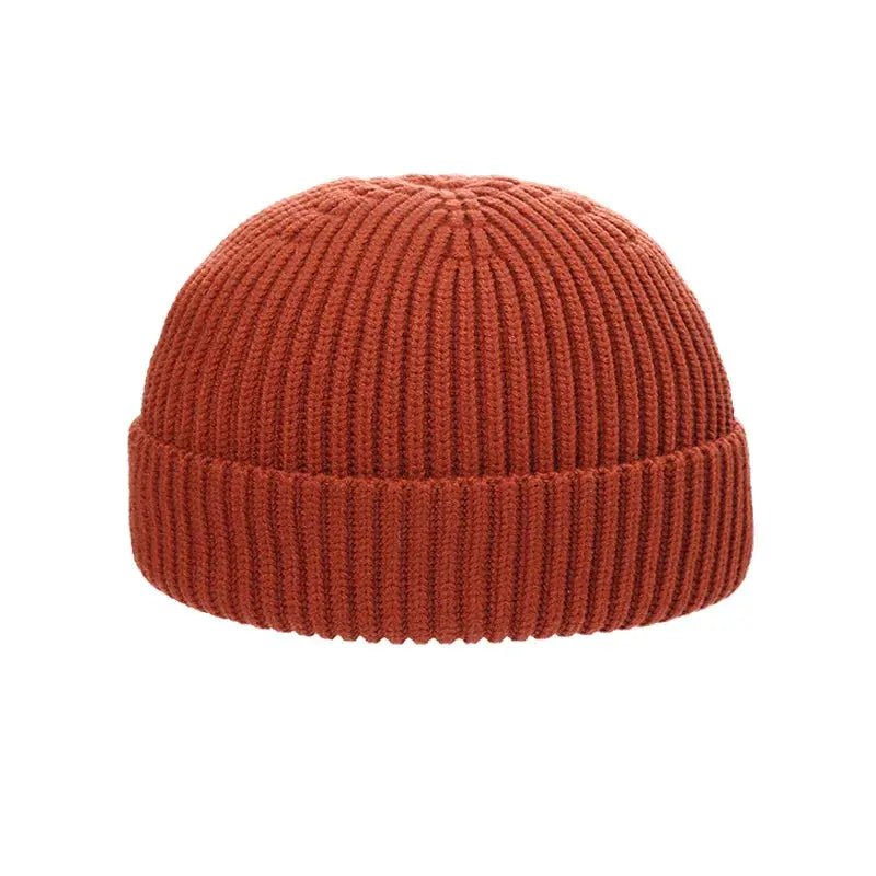 Knitted Round Top Brimless Cold Hat - CrokboxCaramel color53 - 59cm