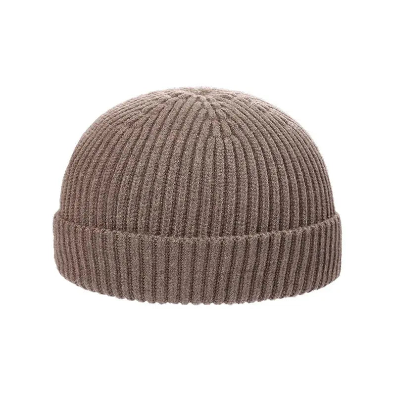 Knitted Round Top Brimless Cold Hat - CrokboxGrayish green53 - 59cm