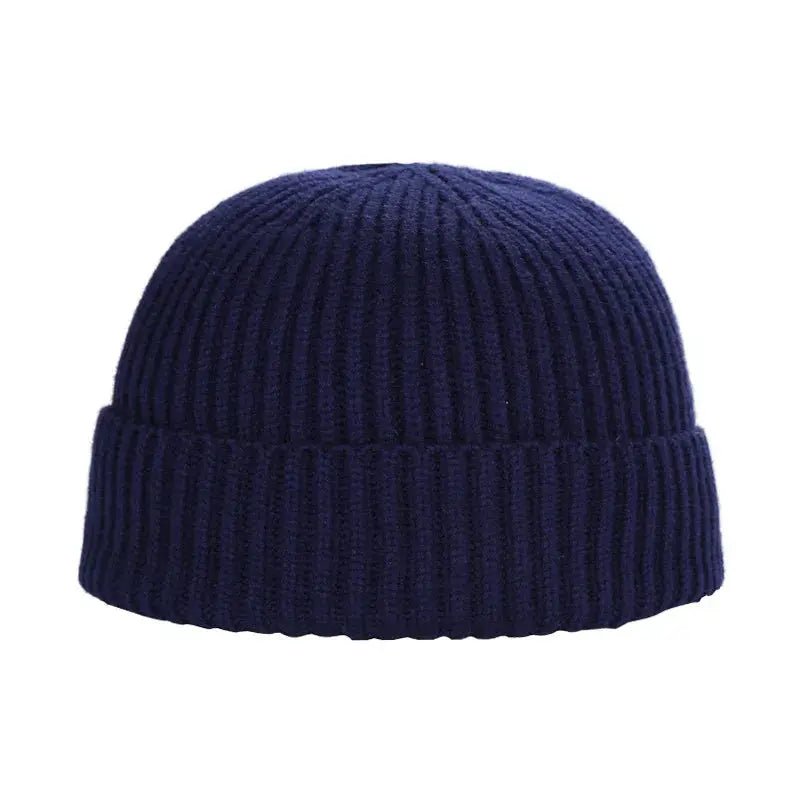 Knitted Round Top Brimless Cold Hat - Crokboxnavy blue53 - 59cm