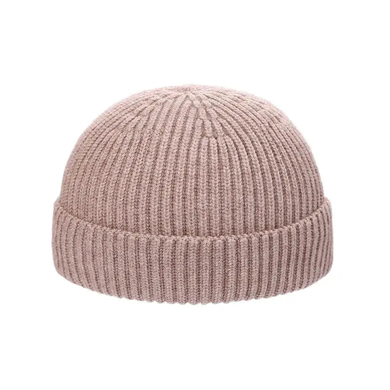 Knitted Round Top Brimless Cold Hat - CrokboxLight coffee color53 - 59cm