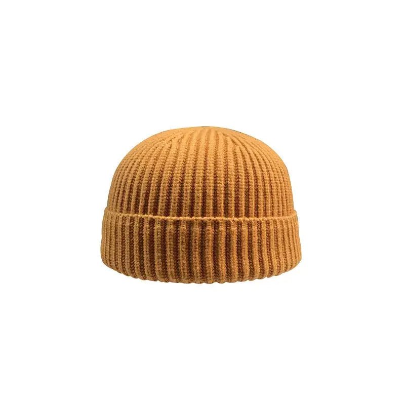 Knitted Round Top Brimless Cold Hat - CrokboxLight coffee color53 - 59cm